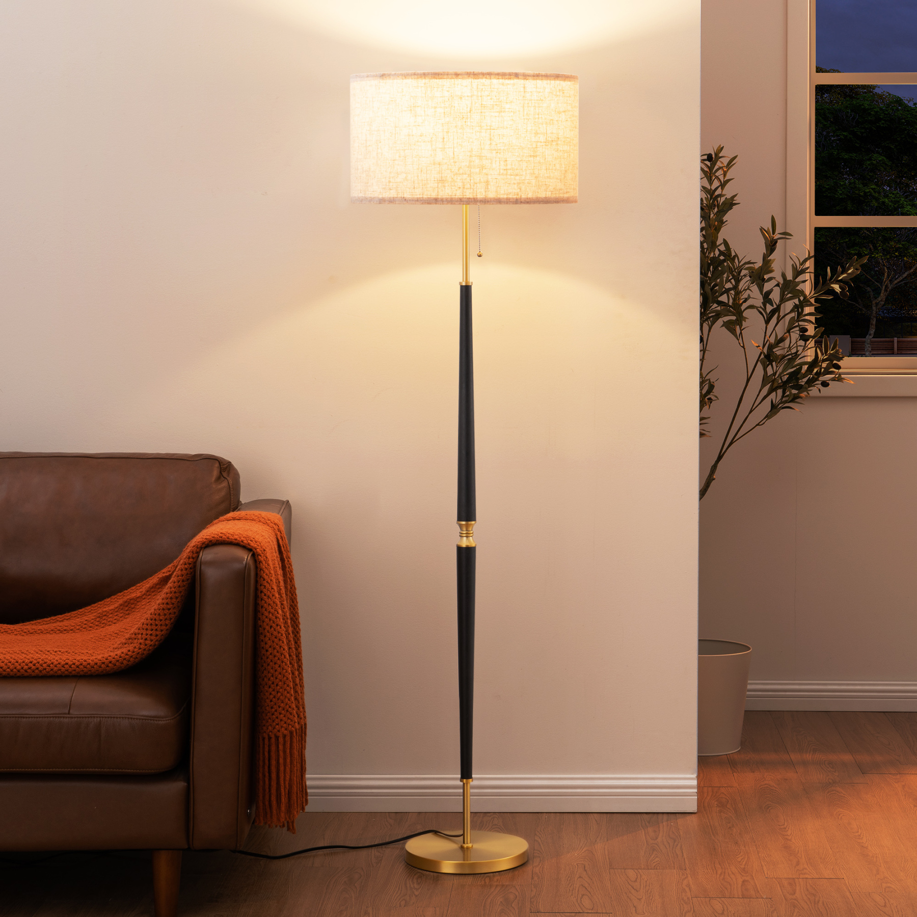 EDISHINE 61.8" Traditional Solid Wood Floor Lamp-HFLFC1B