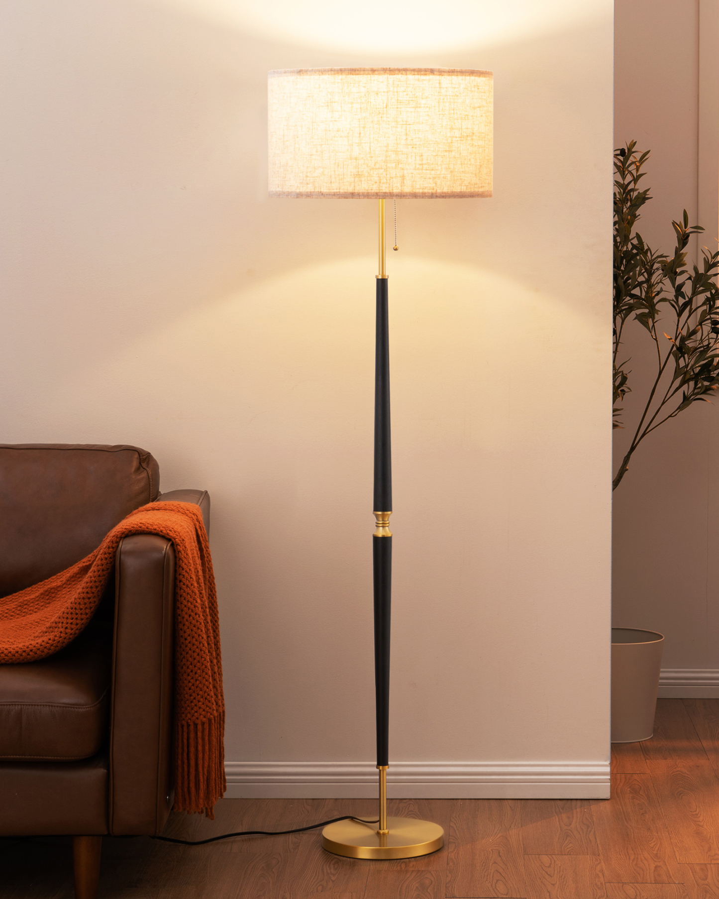 EDISHINE 61.8" Traditional Solid Wood Floor Lamp-HFLFC1B