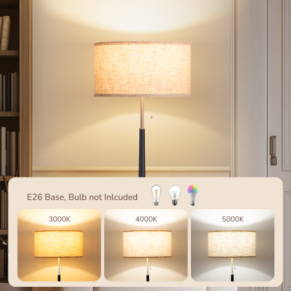 EDISHINE 61.8" Traditional Solid Wood Floor Lamp-HFLFC1C