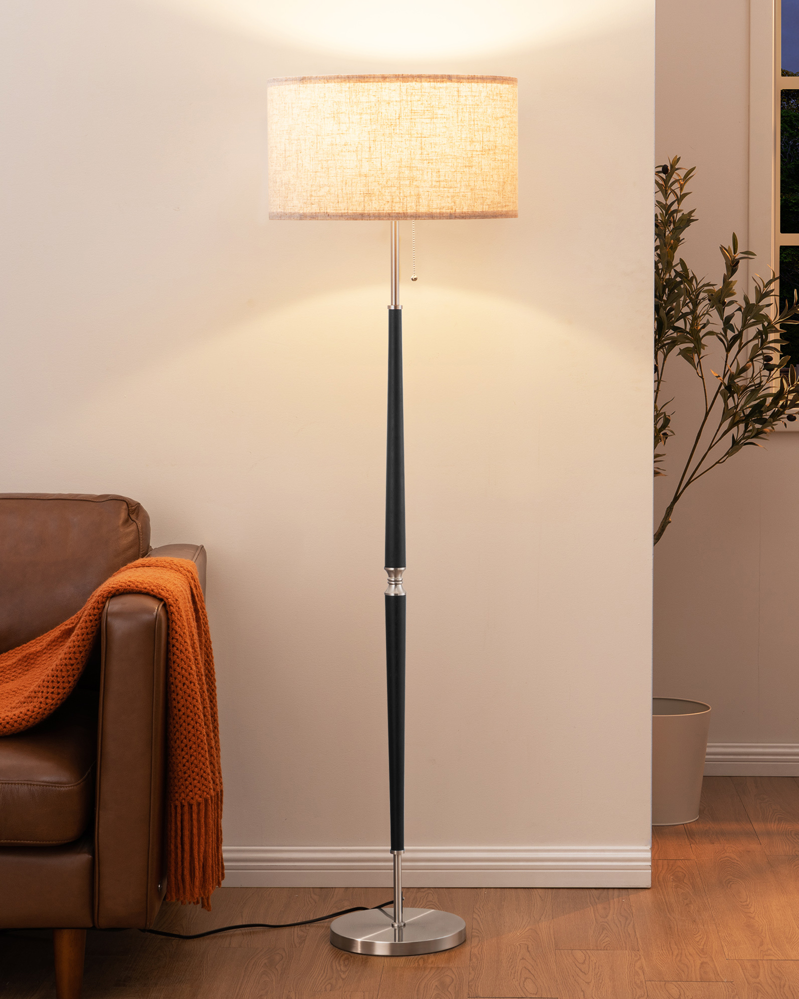 EDISHINE 61.8" Traditional Solid Wood Floor Lamp-HFLFC1C