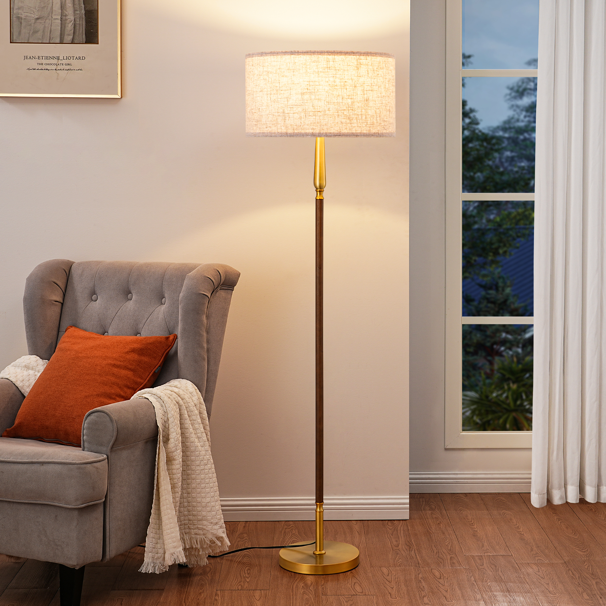 EDISHINE 61.8" Dimmable Standard Floor Lamp With Remote And Bulb Included-HFLFC2A
