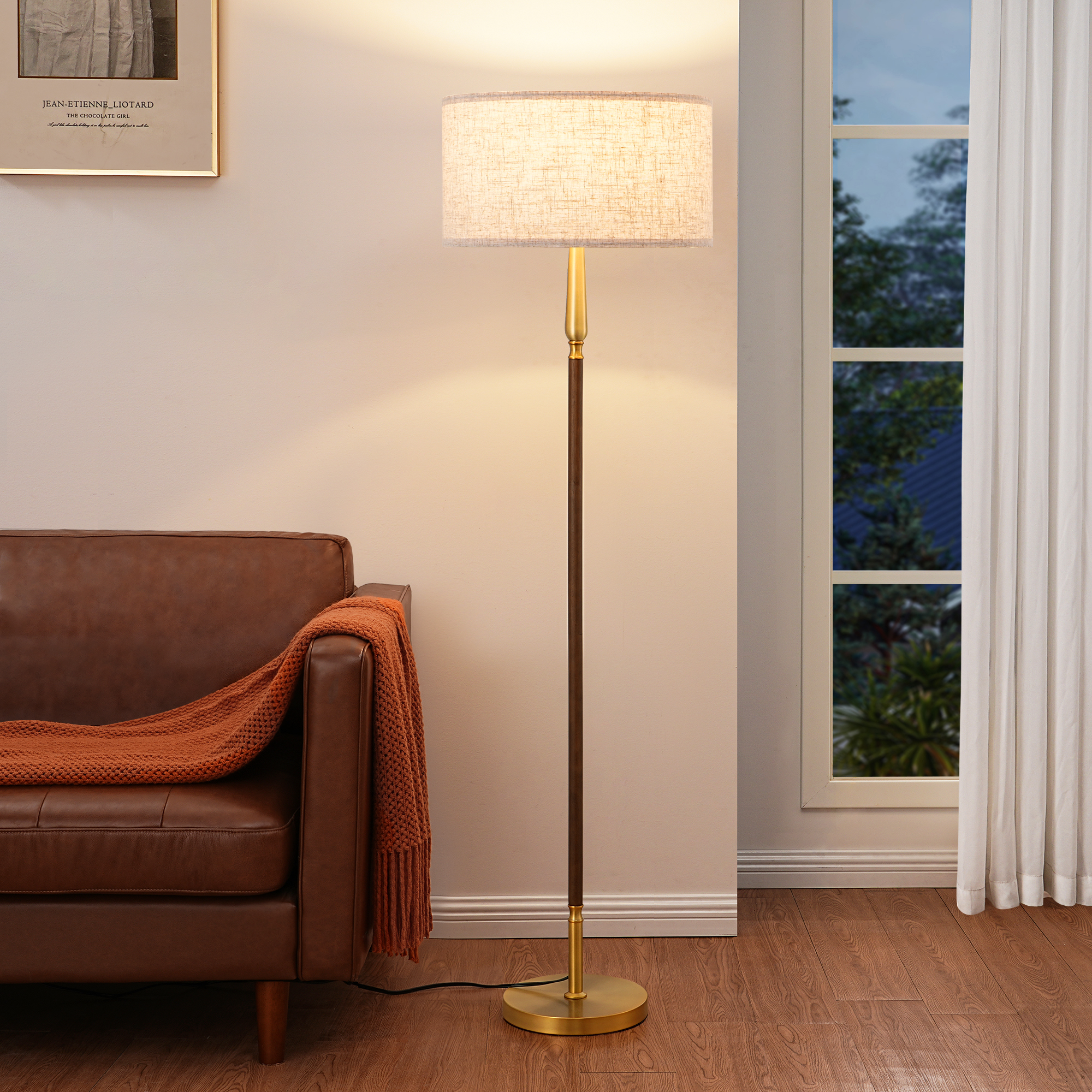 EDISHINE 61.8" Dimmable Standard Floor Lamp With Remote And Bulb Included-HFLFC2A
