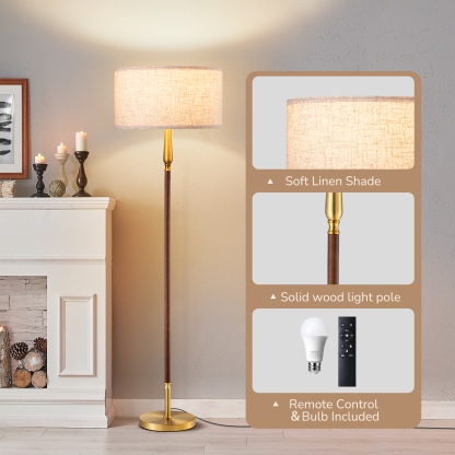 EDISHINE 61.8" Dimmable Standard Floor Lamp With Remote And Bulb Included-HFLFC2A