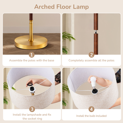 EDISHINE 61.8" Dimmable Standard Floor Lamp With Remote And Bulb Included-HFLFC2A