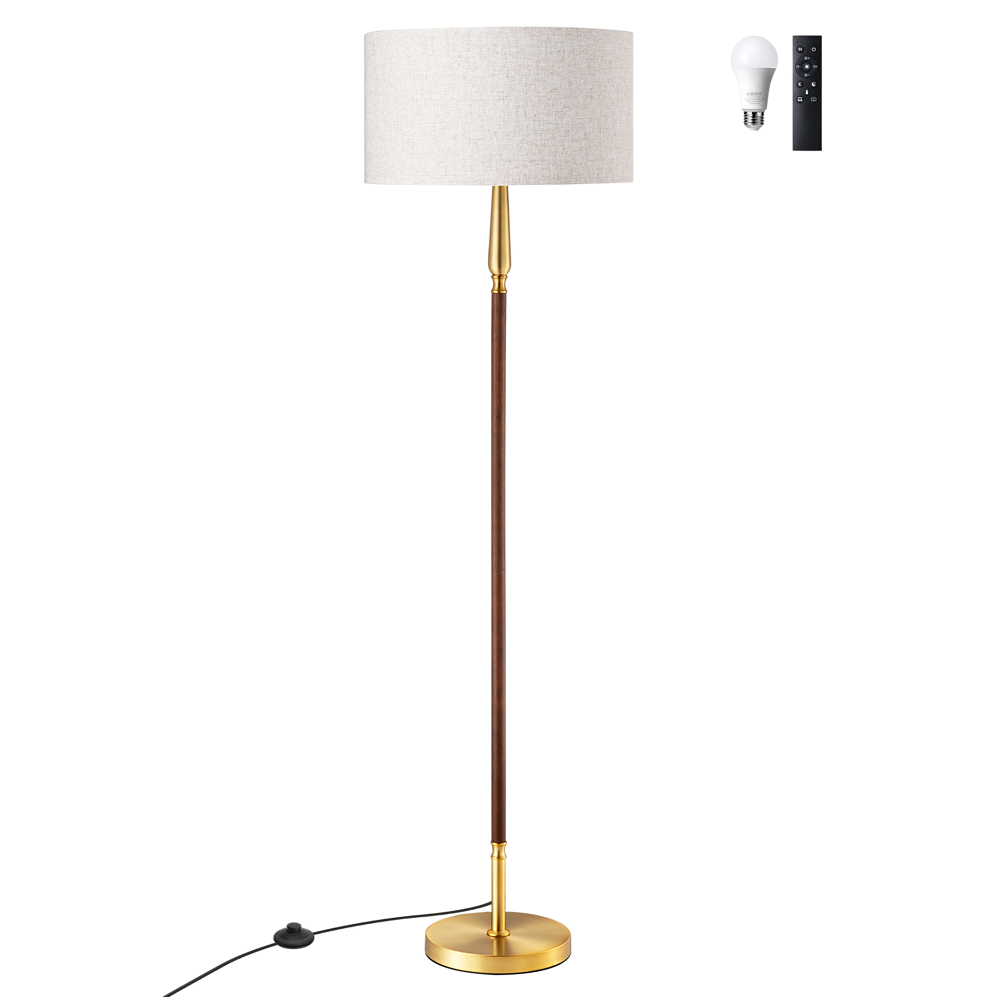 EDISHINE 61.8" Dimmable Standard Floor Lamp With Remote And Bulb Included-HFLFC2A