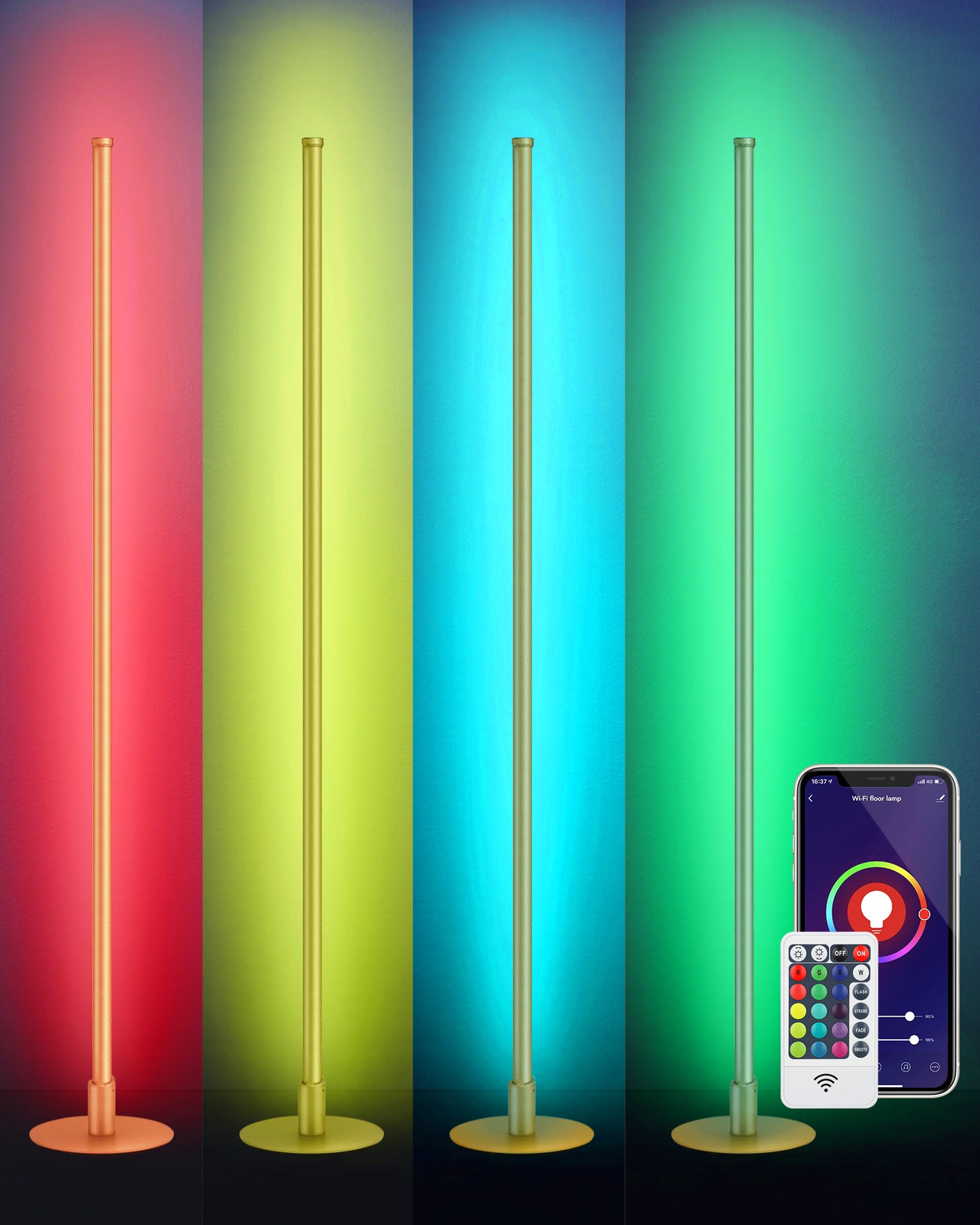 EDISHINE 57.5" Dimmable Smart WiFi Floor Lamp with App & Remote Control-HFLG02W