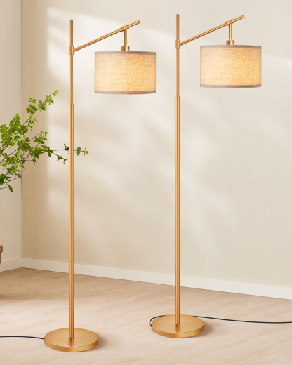 EDISHINE 2 Pack 63.8" Arched Floor Lamp, Gold-ZHFLG04B2