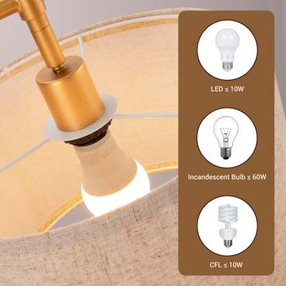 EDISHINE 63.8" Arched Floor Lamp, Gold-HFLG04B