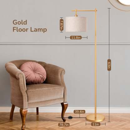 EDISHINE 63" Arched Floor Lamp, Gold-HFLG04A