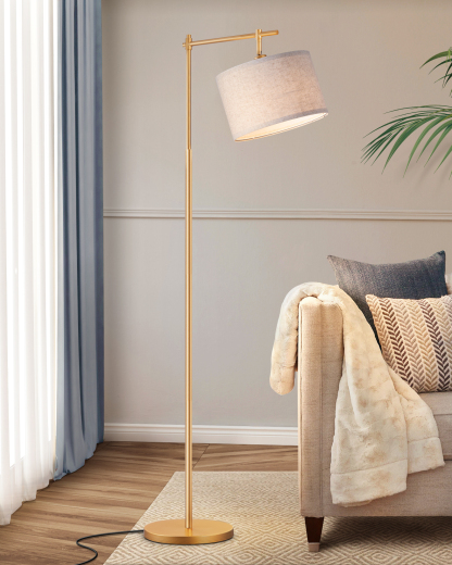 EDISHINE 63" Arched Floor Lamp, Gold-HFLG04A
