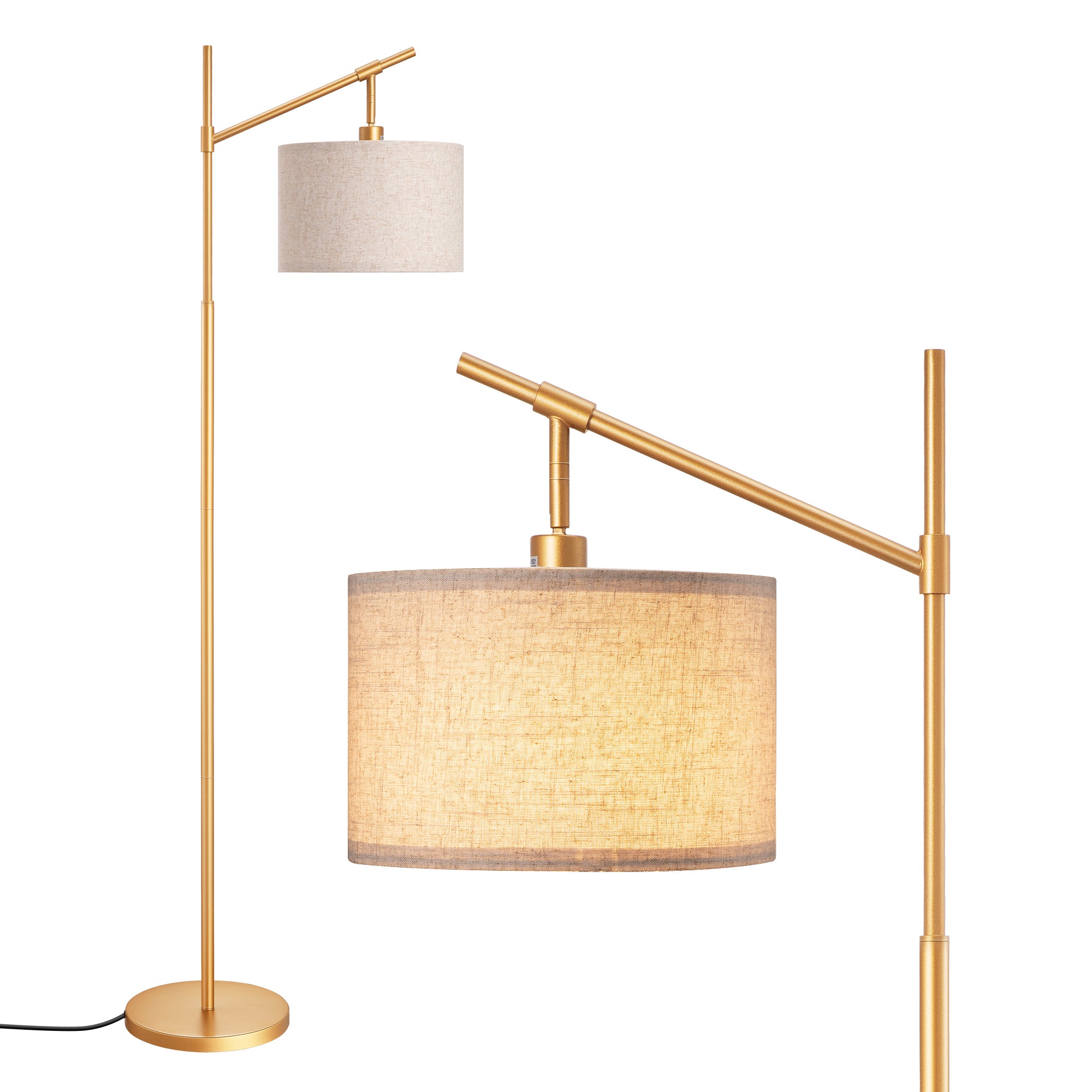 EDISHINE 63.8" Arched Floor Lamp, Gold-HFLG04B