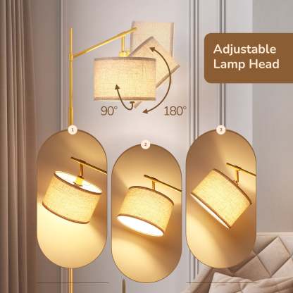 EDISHINE 63.8" Arched Floor Lamp, Gold-HFLG04B