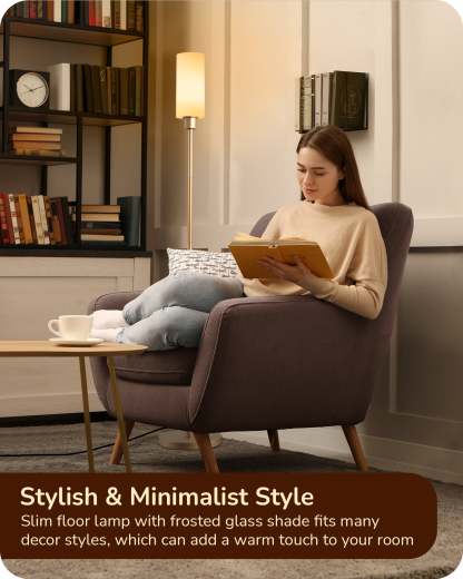 EDISHINE 2 Pack 65" Gold Dimmable LED Corner Floor Lamp with Remote-ZHFLG09D2