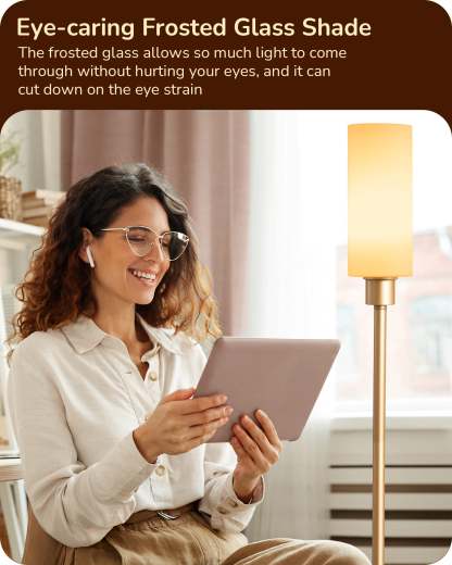 EDISHINE 2 Pack 65" Gold Dimmable LED Corner Floor Lamp with Remote-ZHFLG09D2