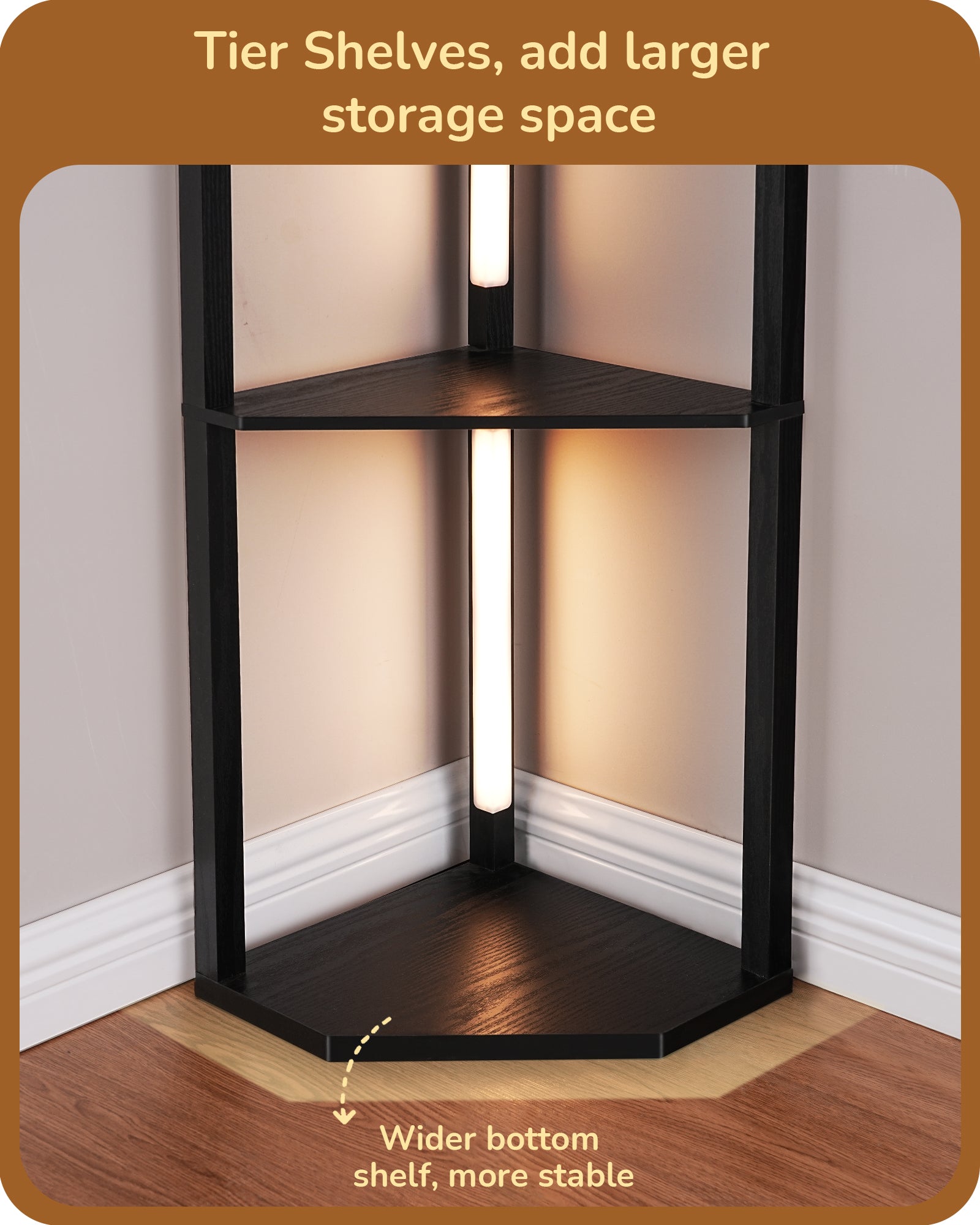 EDISHINE 64" Dimmable Corner Shelf with Lights-HFLHA1B