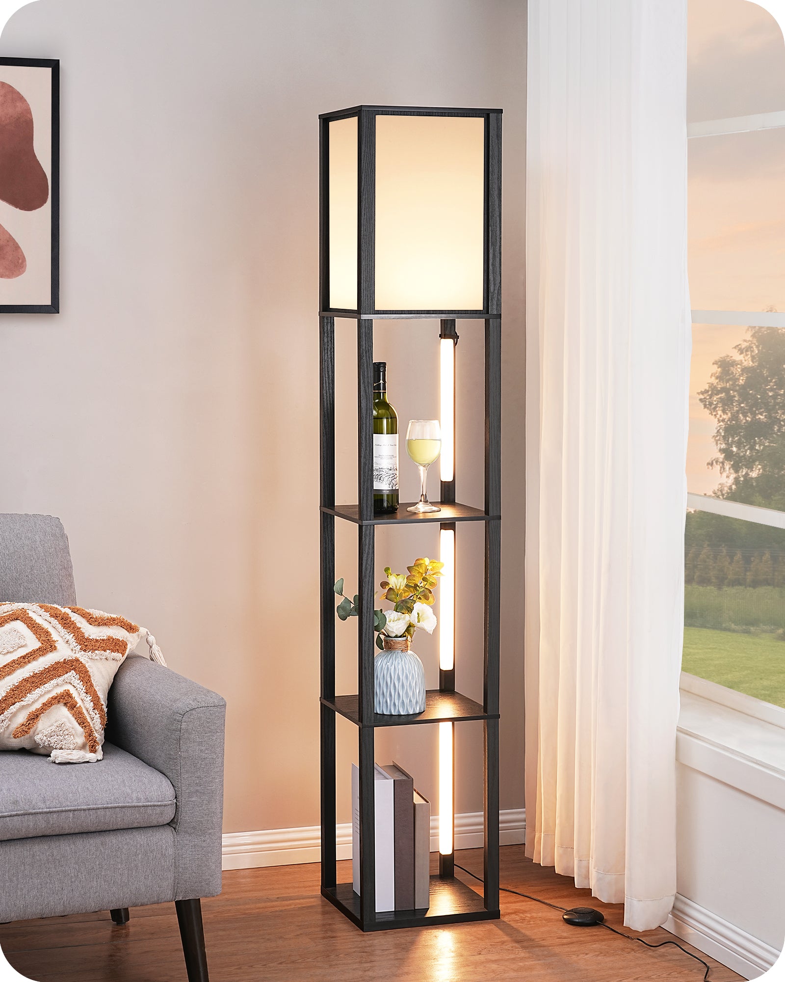 FBA库存无法发货，海外仓库存预计9.10到仓，缺货下架EDISHINE 64" Floor Lamp with Shelves-HFLHB1B