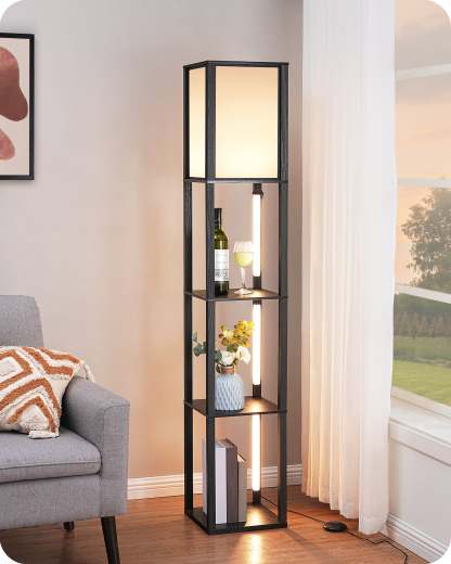 FBA库存无法发货，海外仓库存预计9.10到仓，缺货下架EDISHINE 64" Floor Lamp with Shelves-HFLHB1B