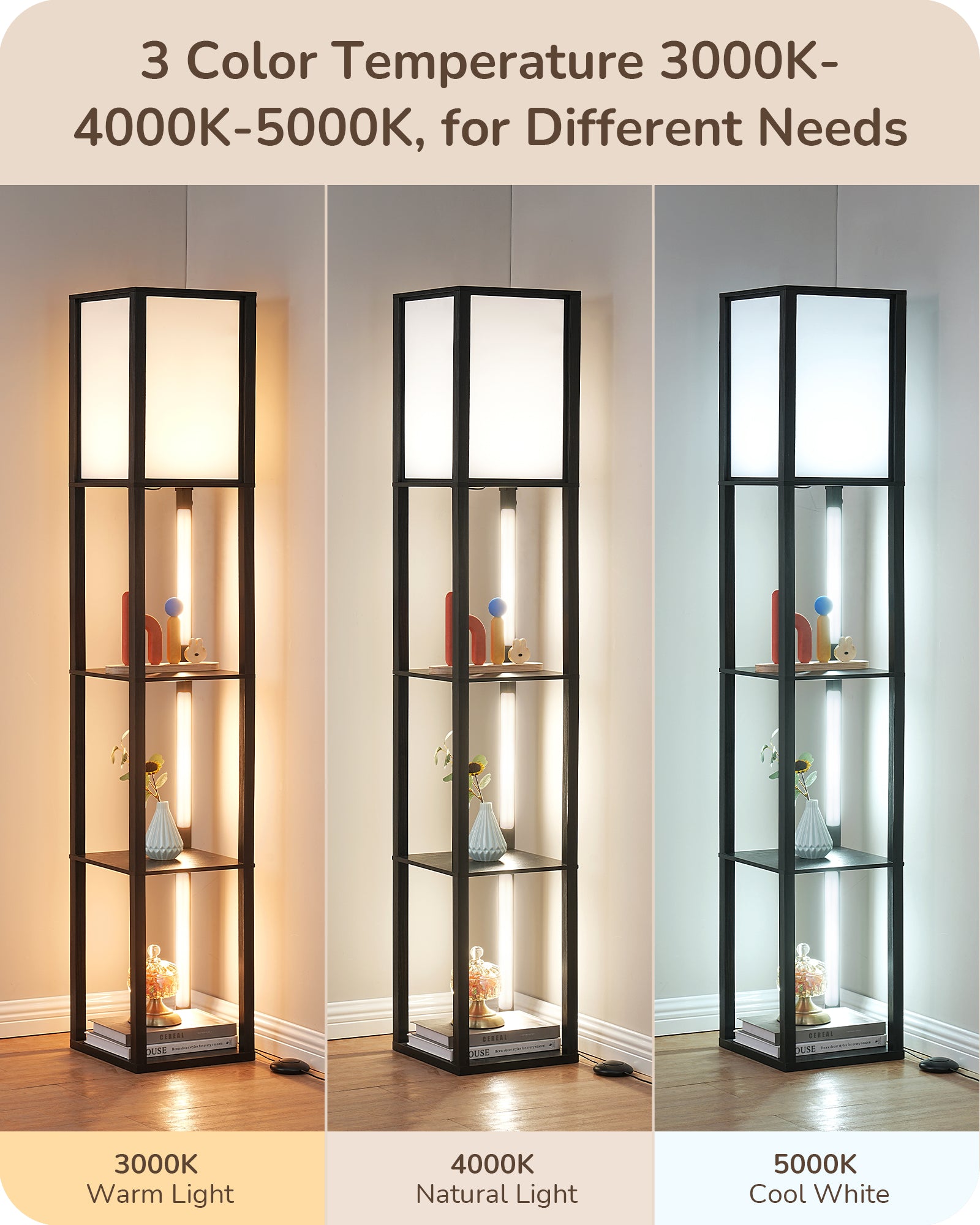 FBA库存无法发货，海外仓库存预计9.10到仓，缺货下架EDISHINE 64" Floor Lamp with Shelves-HFLHB1B