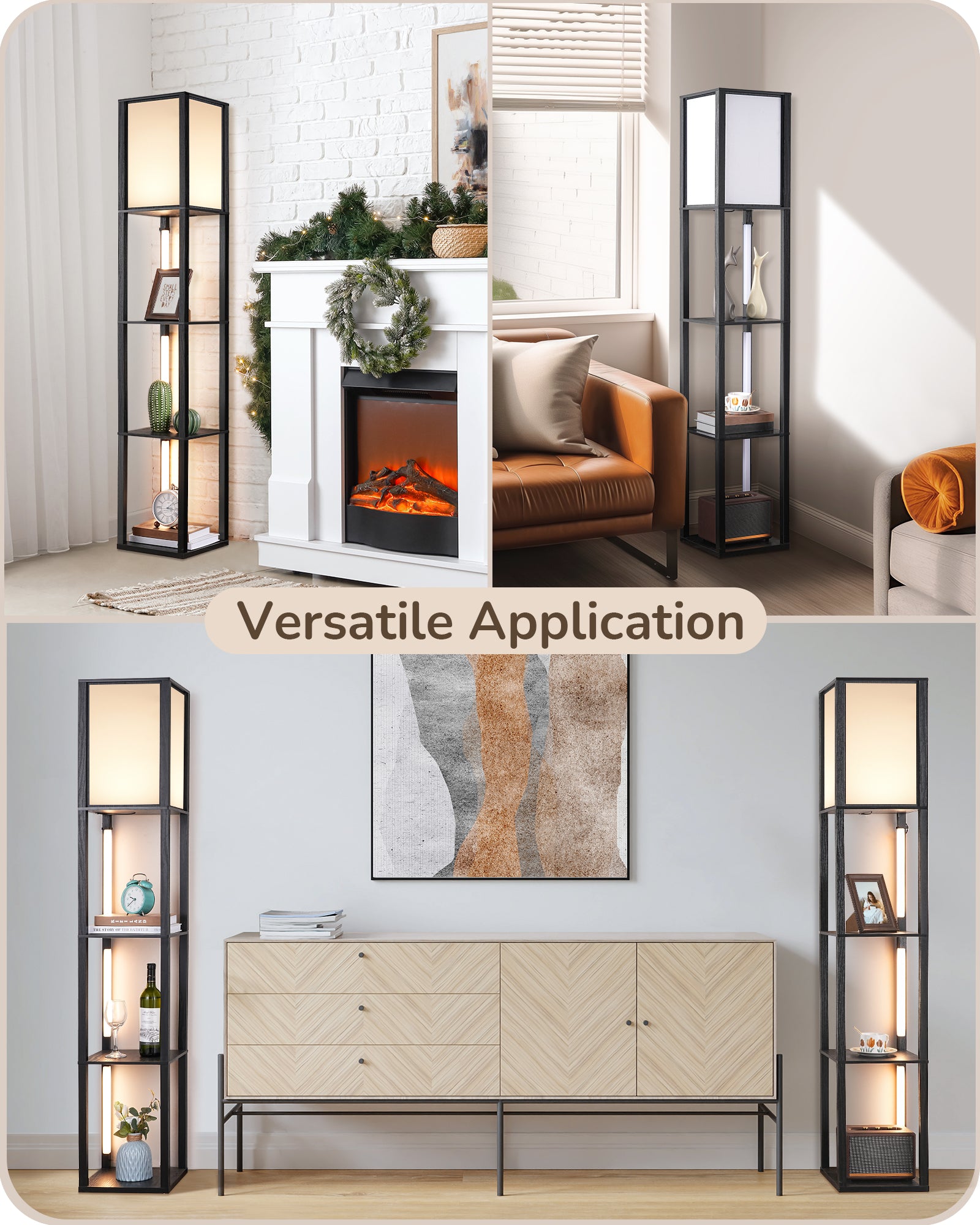 FBA库存无法发货，海外仓库存预计9.10到仓，缺货下架EDISHINE 64" Floor Lamp with Shelves-HFLHB1B