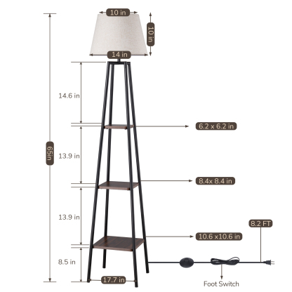 EDISHINE 65" Tray Table Floor Lamp-HFLHD1A