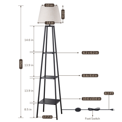 EDISHINE 65" Tray Table Floor Lamp-HFLHD1B