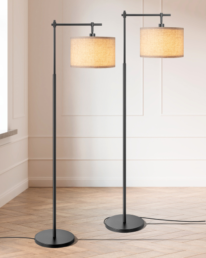 EDISHINE 2 Pack 63" Arched Floor Lamp, Black-ZHFLK04A2