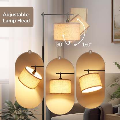 EDISHINE 63" Arched Floor Lamp, Black-HFLK04A