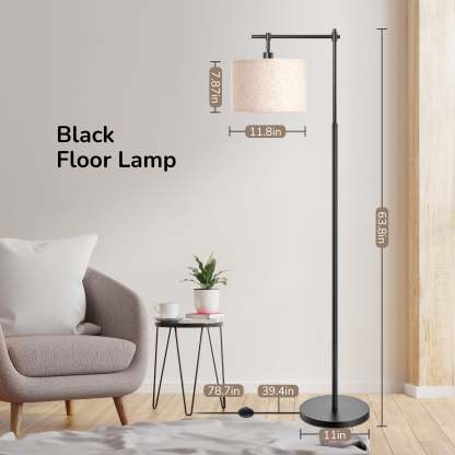 EDISHINE 63" Arched Floor Lamp, Black-HFLK04A