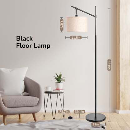 缺货下架EDISHINE 63.8" Arched Floor Lamp, Black-HFLK04B