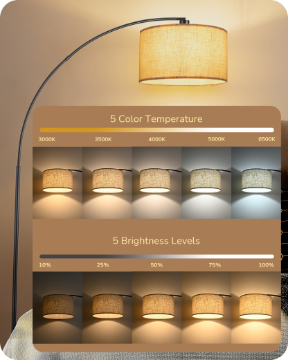 EDISHINE 78.3″ Dimmable Modern Arc Floor Lamp with Remote-HFLEC6B