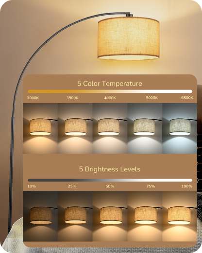 EDISHINE Arc Dimmable Floor Lamp, 5 Color Temperature-HFLK04X
