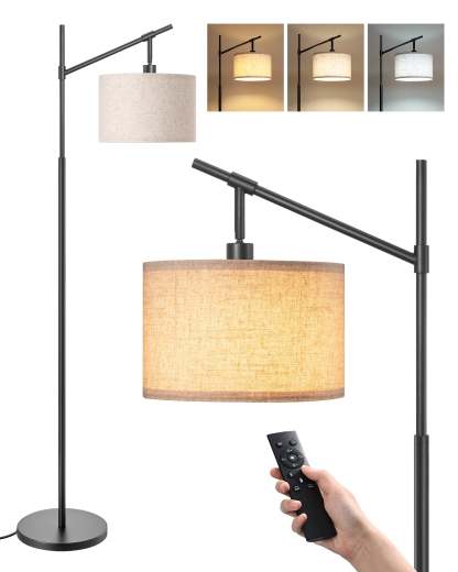 EDISHINE 63.8" Dimmable Black Floor Lamp with Remote Control-HFLK54B