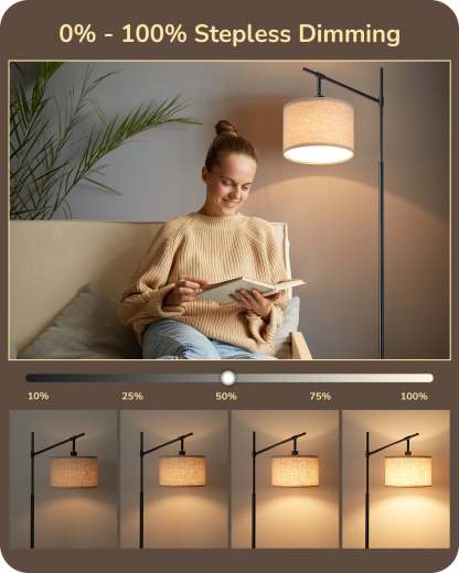 EDISHINE 63.8" Dimmable Black Floor Lamp with Remote Control-HFLK54B