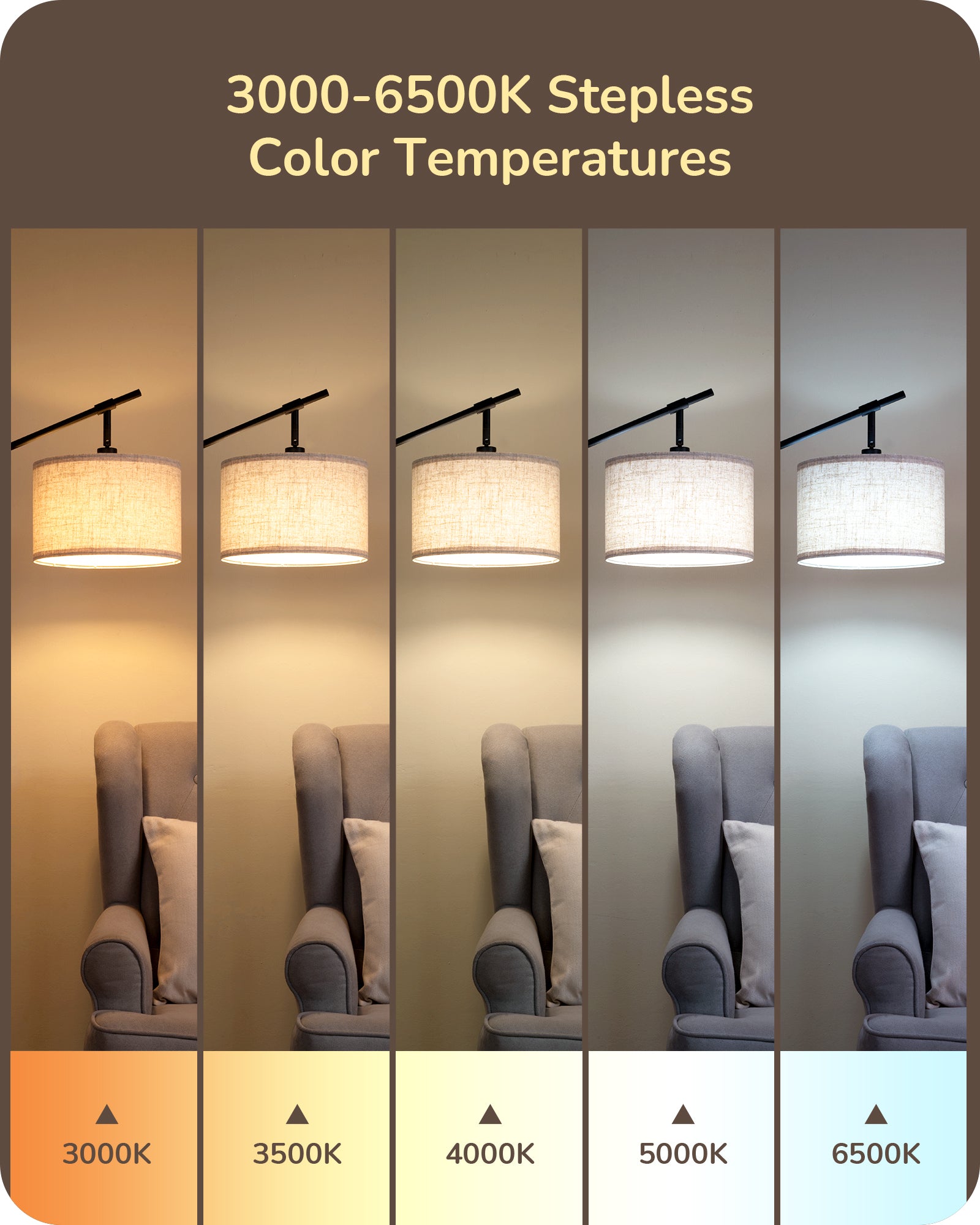 EDISHINE 63.8" Dimmable Black Floor Lamp with Remote Control-HFLK54B