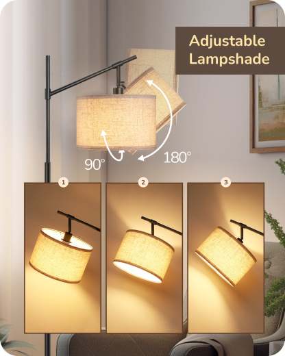 EDISHINE 63.8" Dimmable Black Floor Lamp with Remote Control-HFLK54B