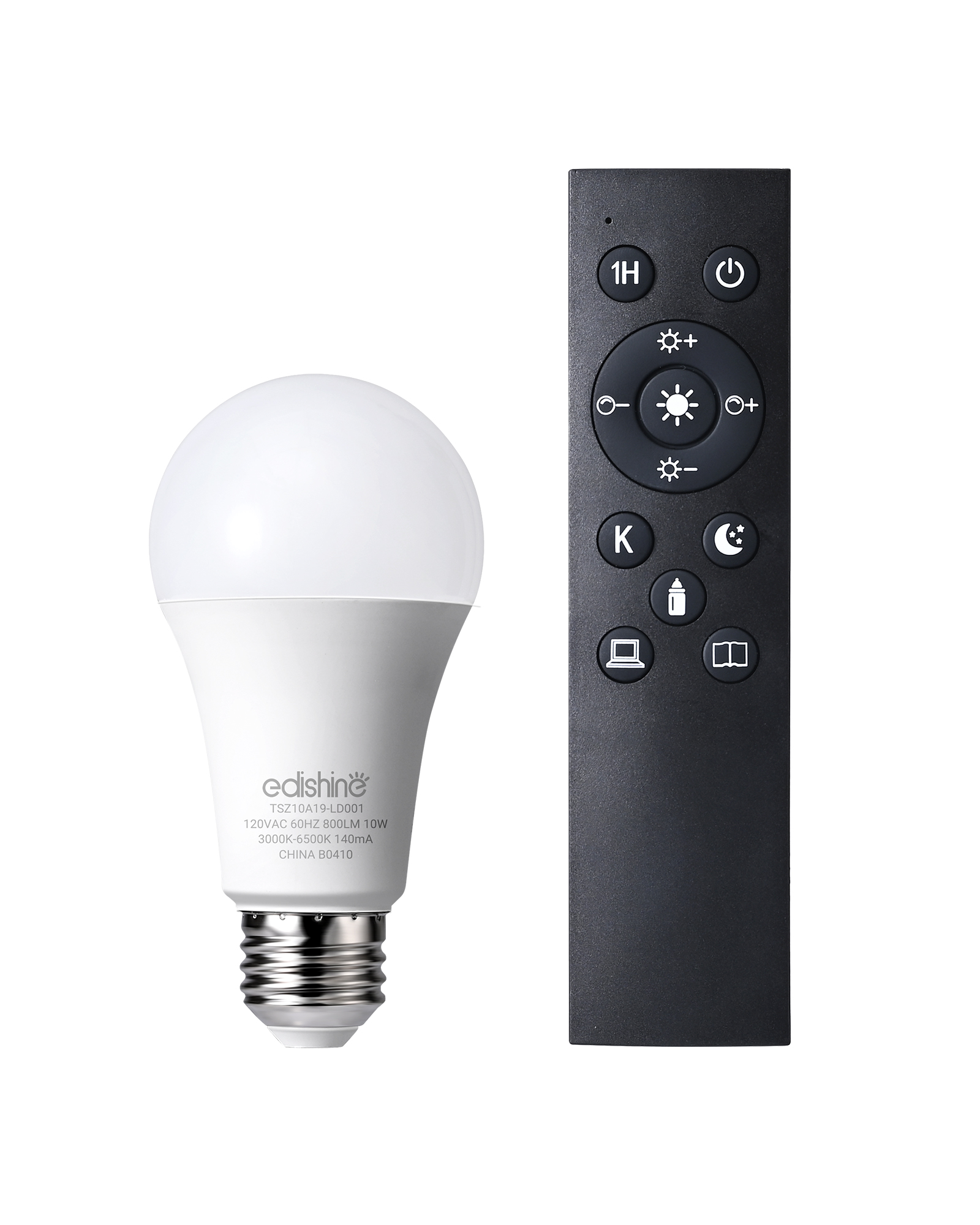 EDISHINE A21 Dimmable Color-Changing LED Bulb with Remote Control, Accessories-HFLK54A-P1