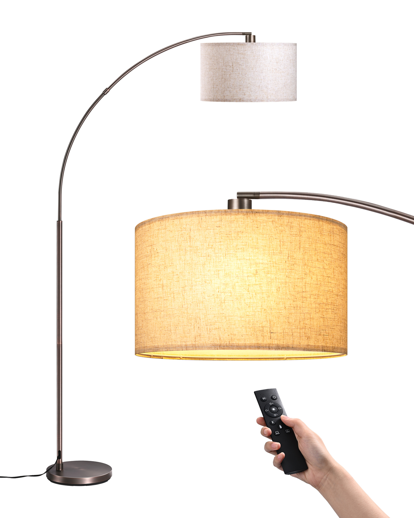 EDISHINE Dimmable Mid Century Modern Floor Lamp with Remote, Bronze-HFLEC6A1