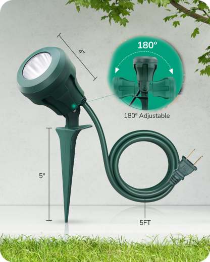 EDISHINE 120V 4.8W 5000K Outdoor Spotlight with 180° Adjustable Head-HGSL01B-B2B