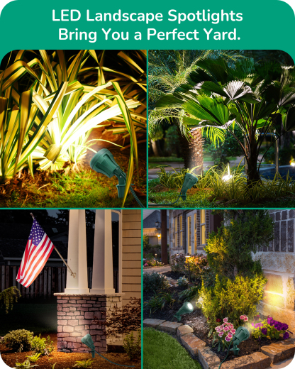 EDISHINE 4 Pack, 120V LED Outdoor Spotlights, 4.8W, 180° Rotatable Lamphead, 5000K-HGSL01F
