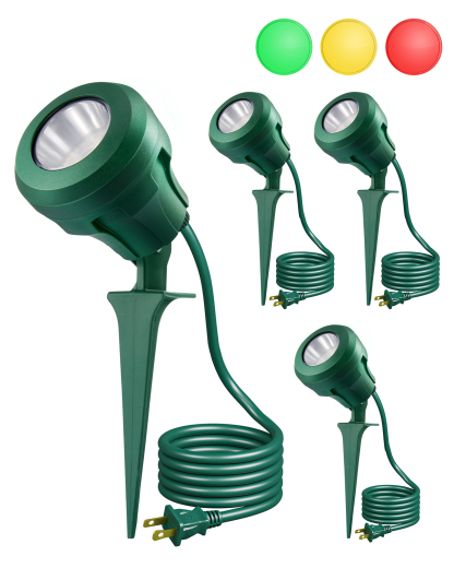 EDISHINE 4 Pack, 120V LED Outdoor Spotlights, 4.8W, 180° Rotatable Lamphead, 5000K-HGSL01F