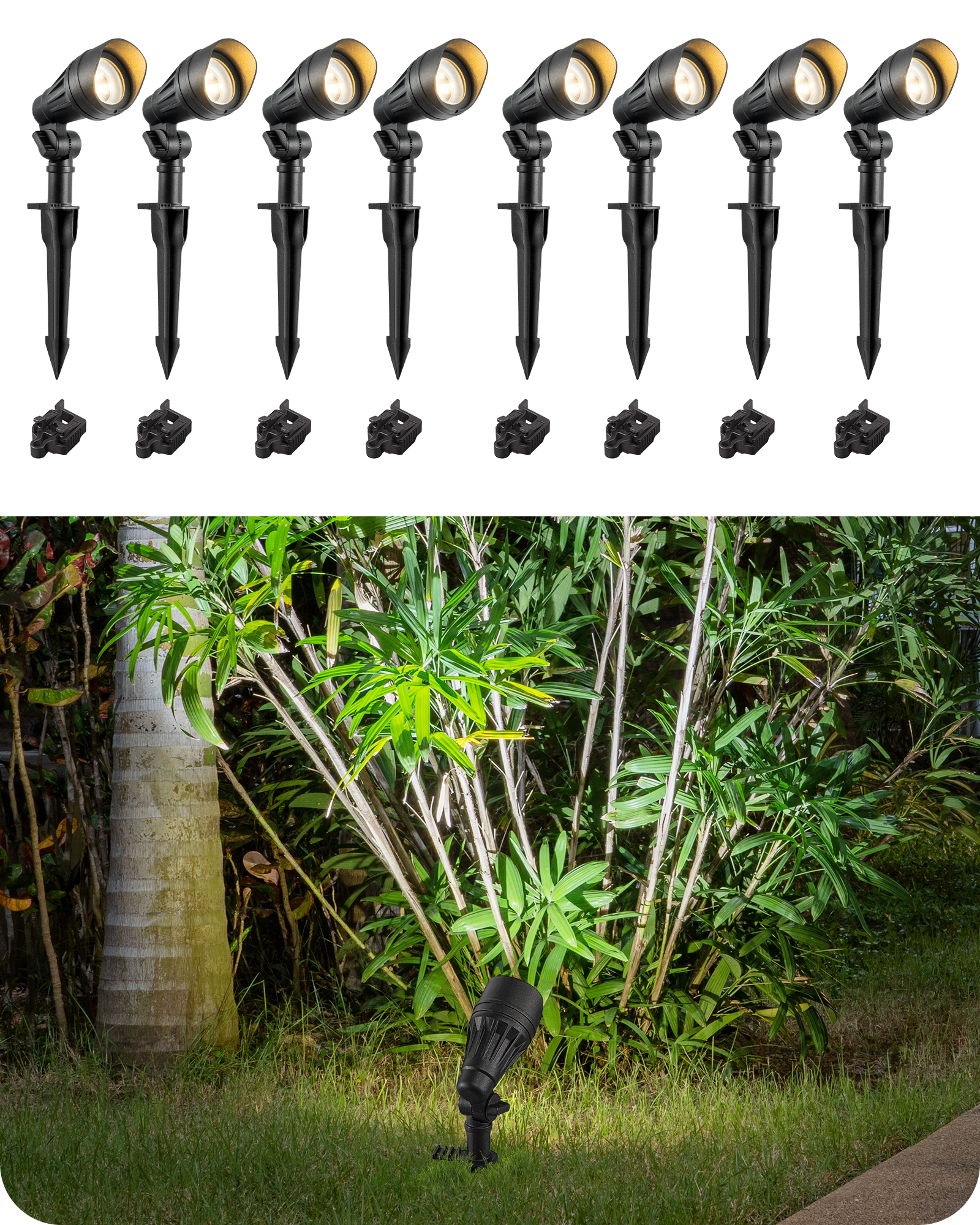 EDISHINE 8 Pack Low Voltage Landscape Lights-HGSL08B