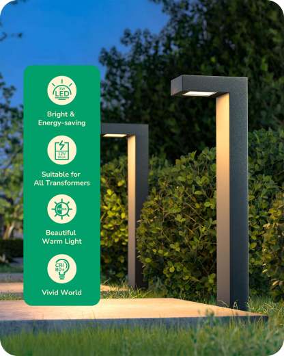 EDISHINE 6 Pack Low Voltage Landscape Lights, 3000K 85LM 3.2W Waterproof, 50,000Hrs LED Pathway Lights, CRI 80 Square Modern Aluminum Housing-HGSL09B