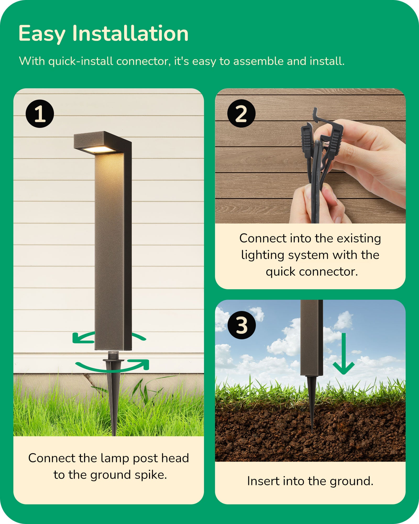 EDISHINE 6 Pack Low Voltage Landscape Lights, 3000K 85LM 3.2W Waterproof, 50,000Hrs LED Pathway Lights, CRI 80 Square Modern Aluminum Housing-HGSL09B