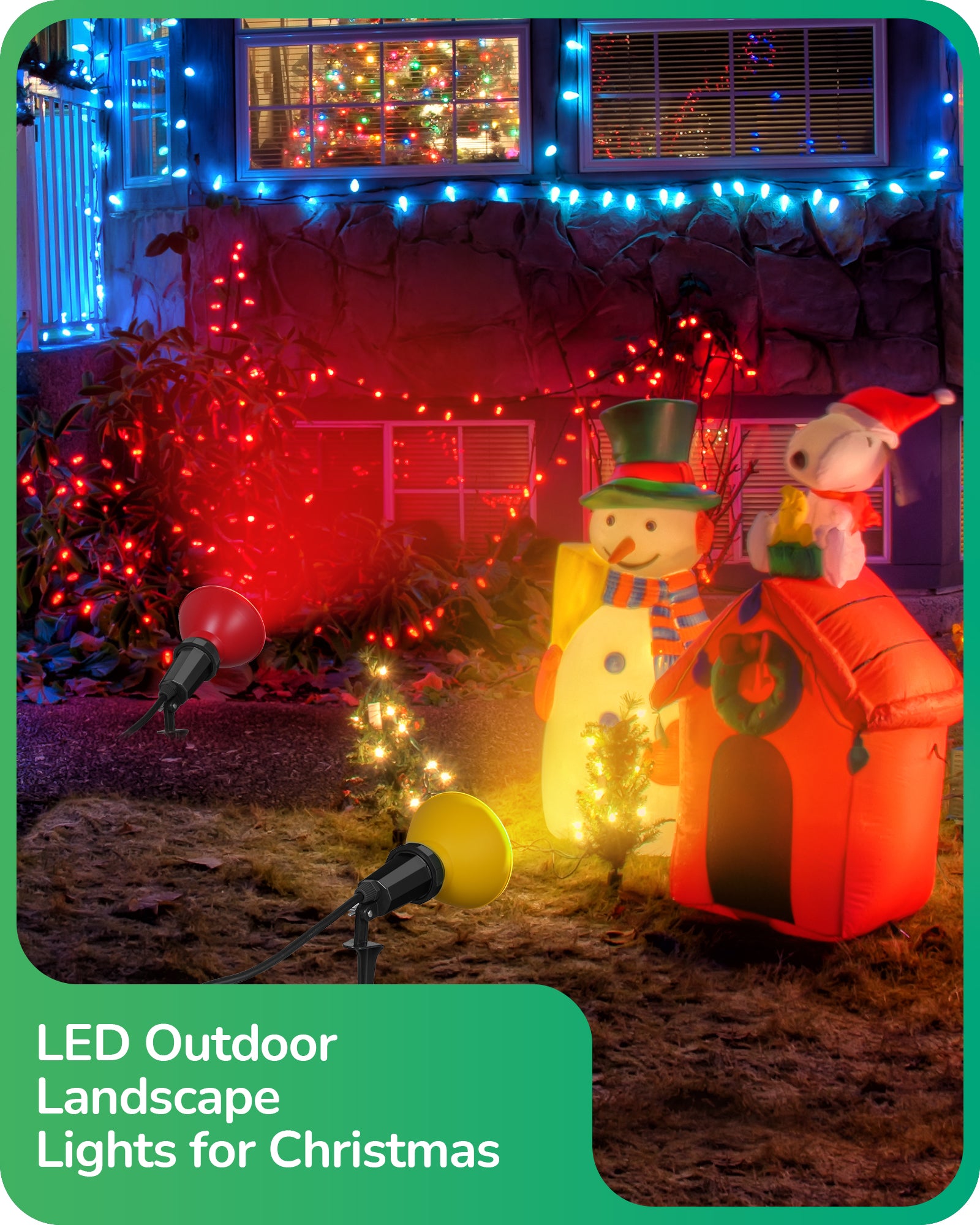 EDISHINE 120V Outdoor Spotlight with 6FT Cord (2 Pack)-WHGSL11A