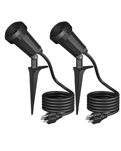 EDISHINE 120V Outdoor Spotlight with 6FT Cord (2 Pack)-WHGSL11A