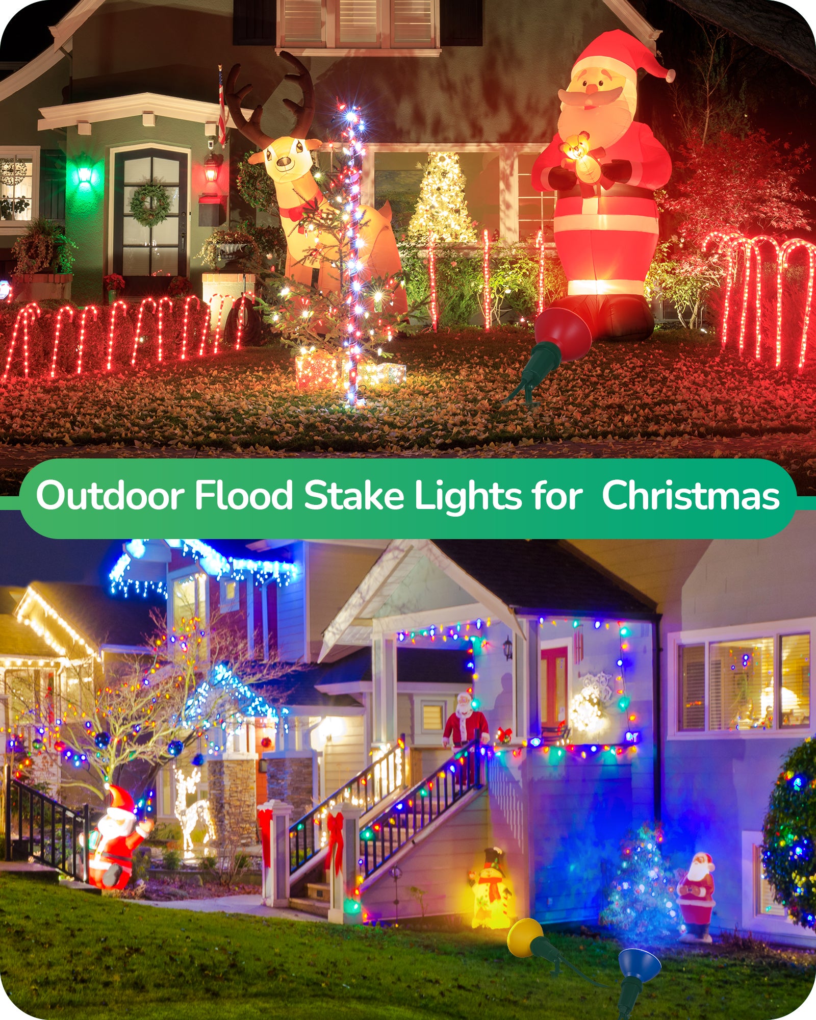 EDISHINE 120° Adjustable Outdoor Spotlights with 6FT Cord (2 Pack)-WHGSL11B