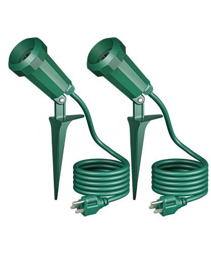 EDISHINE 120° Adjustable Outdoor Spotlights with 6FT Cord (2 Pack)-WHGSL11B