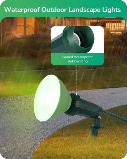 EDISHINE 120° Adjustable Outdoor Spotlights with 6FT Cord (2 Pack)-WHGSL11B