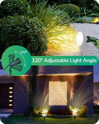 EDISHINE 120° Adjustable Outdoor Spotlights with 6FT Cord (2 Pack)-WHGSL11B