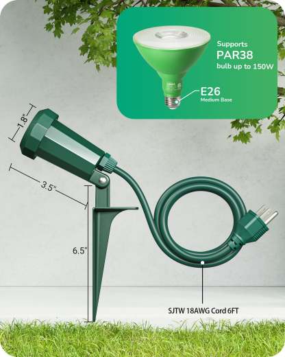 EDISHINE 120° Adjustable Outdoor Spotlights with 6FT Cord (2 Pack)-WHGSL11B
